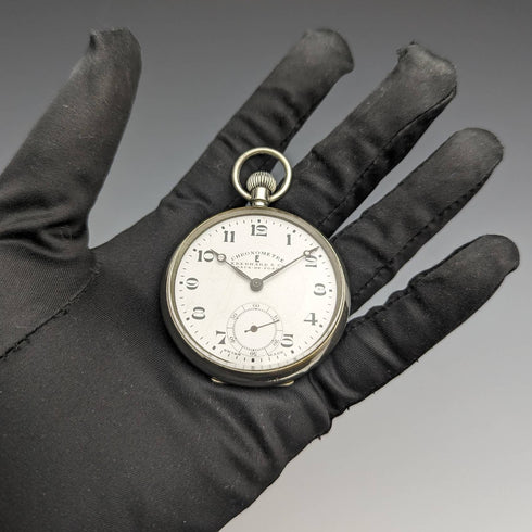 1930 年左右瑞士 Eberard Chronometer 懷錶 鎳質開放面 做工良好